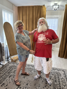 Santa and Uptown Stitch staff